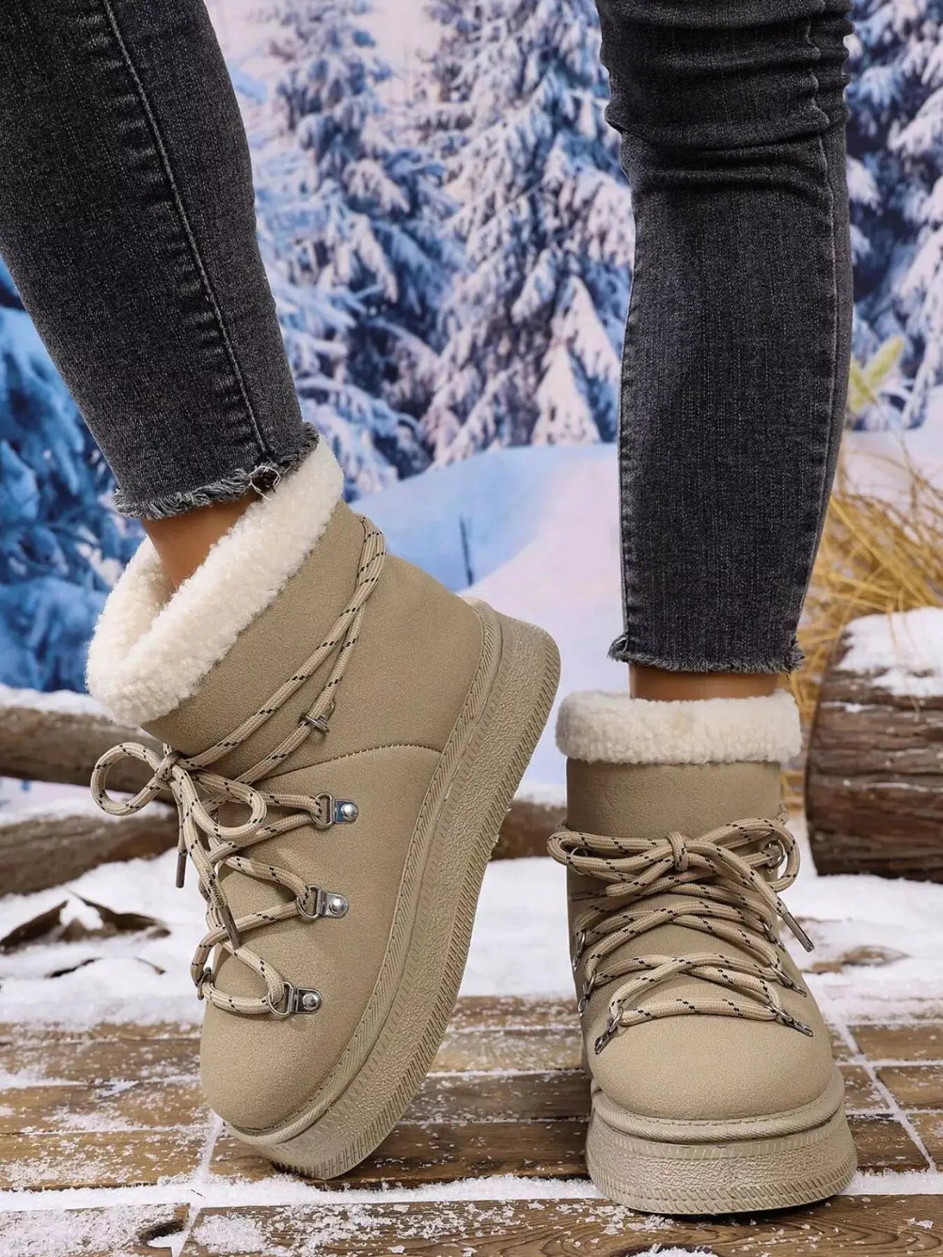 Round Toe Platform Boots by Trendsi