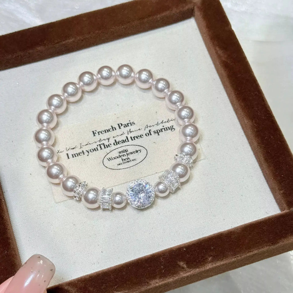 Pearl Zircon Bracelet by Trendsi