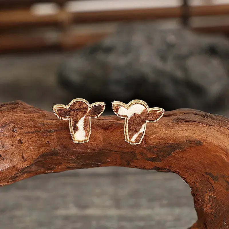 Bull Head Alloy Stud Earrings by Trendsi