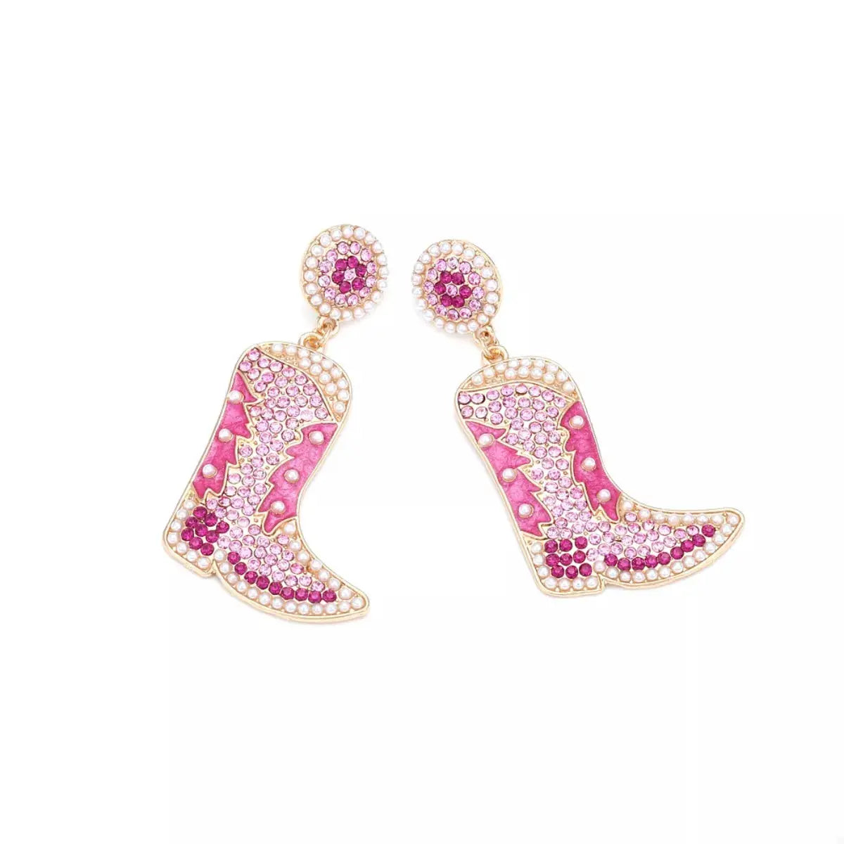 Rhinestone Cowboy Boot Dangle Earrings by Trendsi