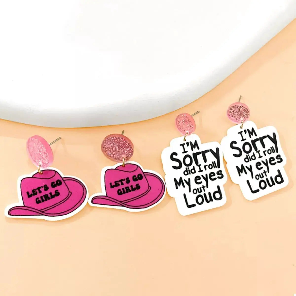 2 Pair Sequin Hat Dangle Earrings by Trendsi