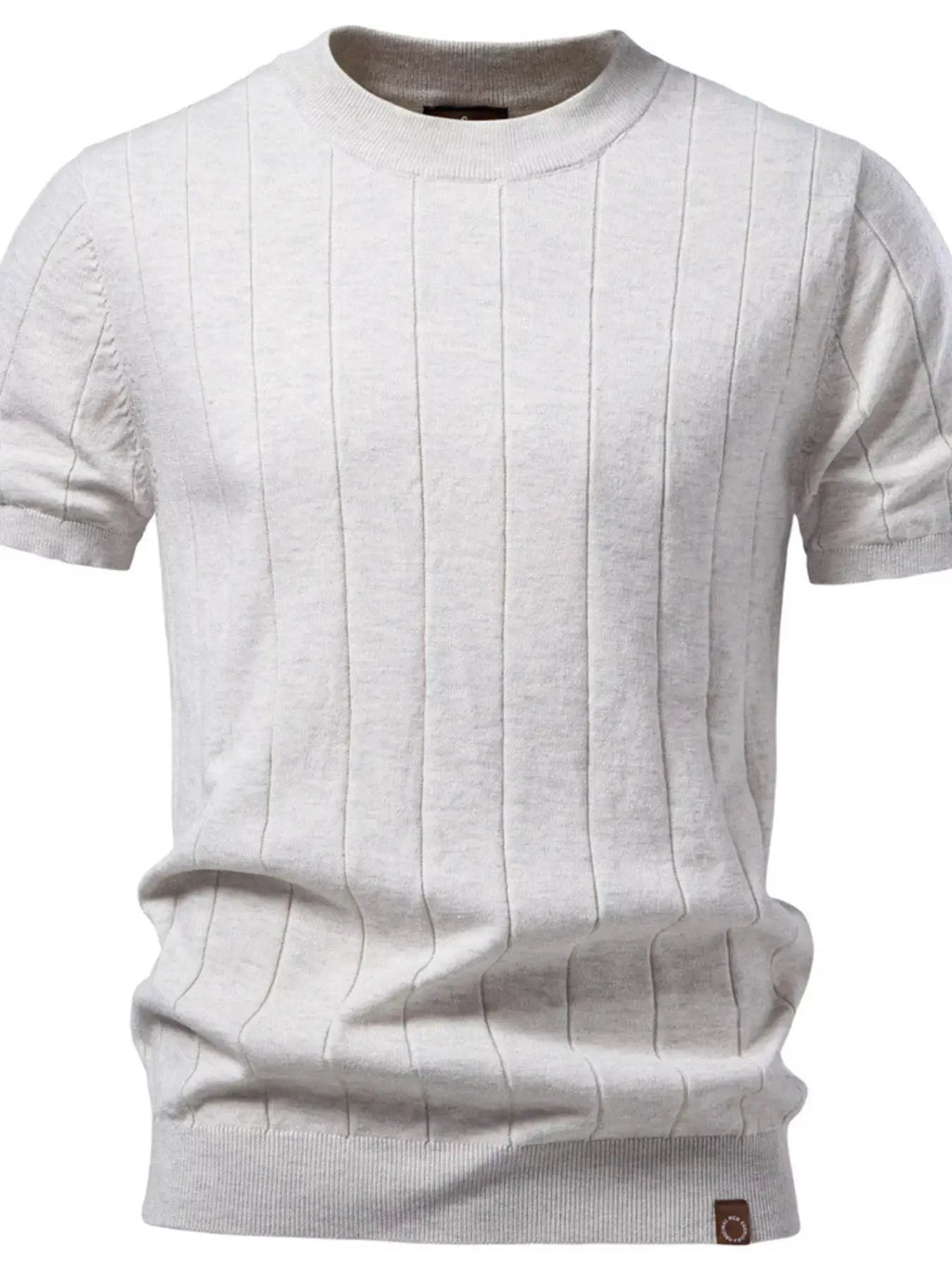 Men's Ribbed Knit Short Sleeve Sweater by Trendsi