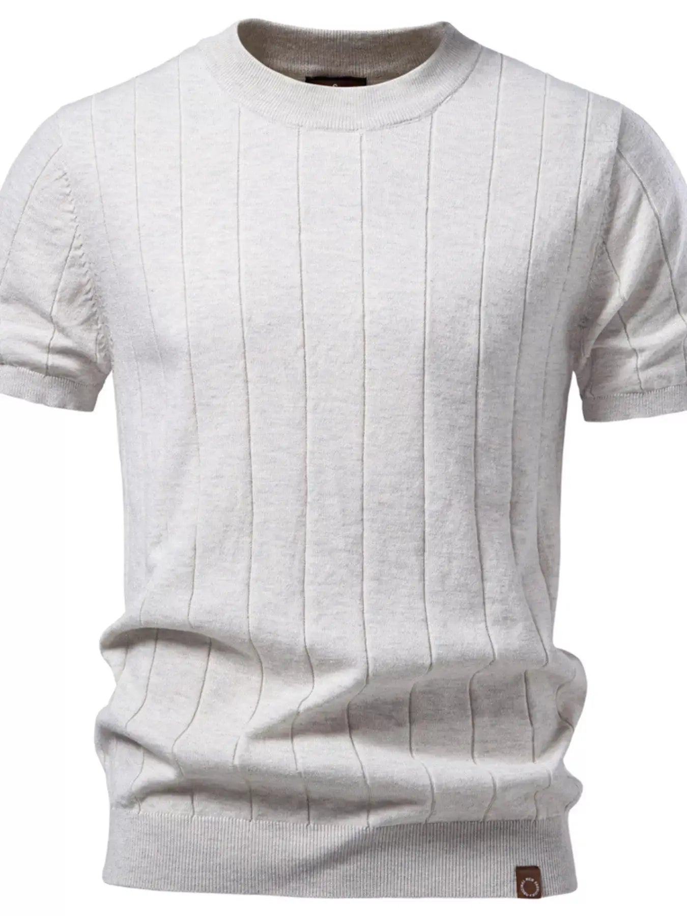 Men's Ribbed Knit Short Sleeve Sweater by Trendsi