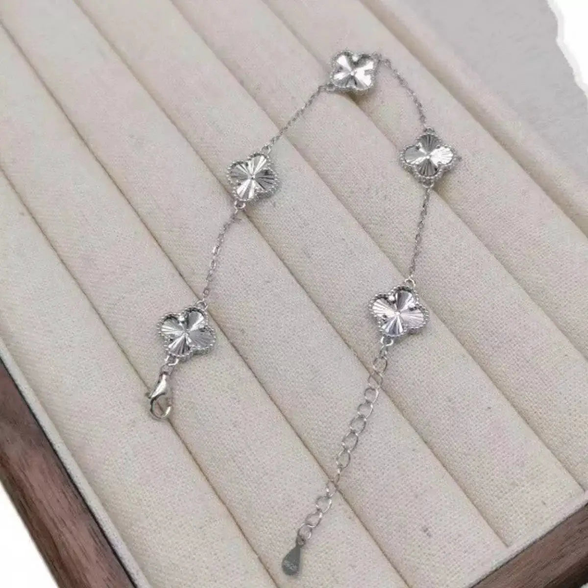 925 Sterling Silver Chain Four Leaf Clover Bracelet by Trendsi