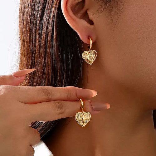 18K Gold-Plated Heart Earrings by Trendsi