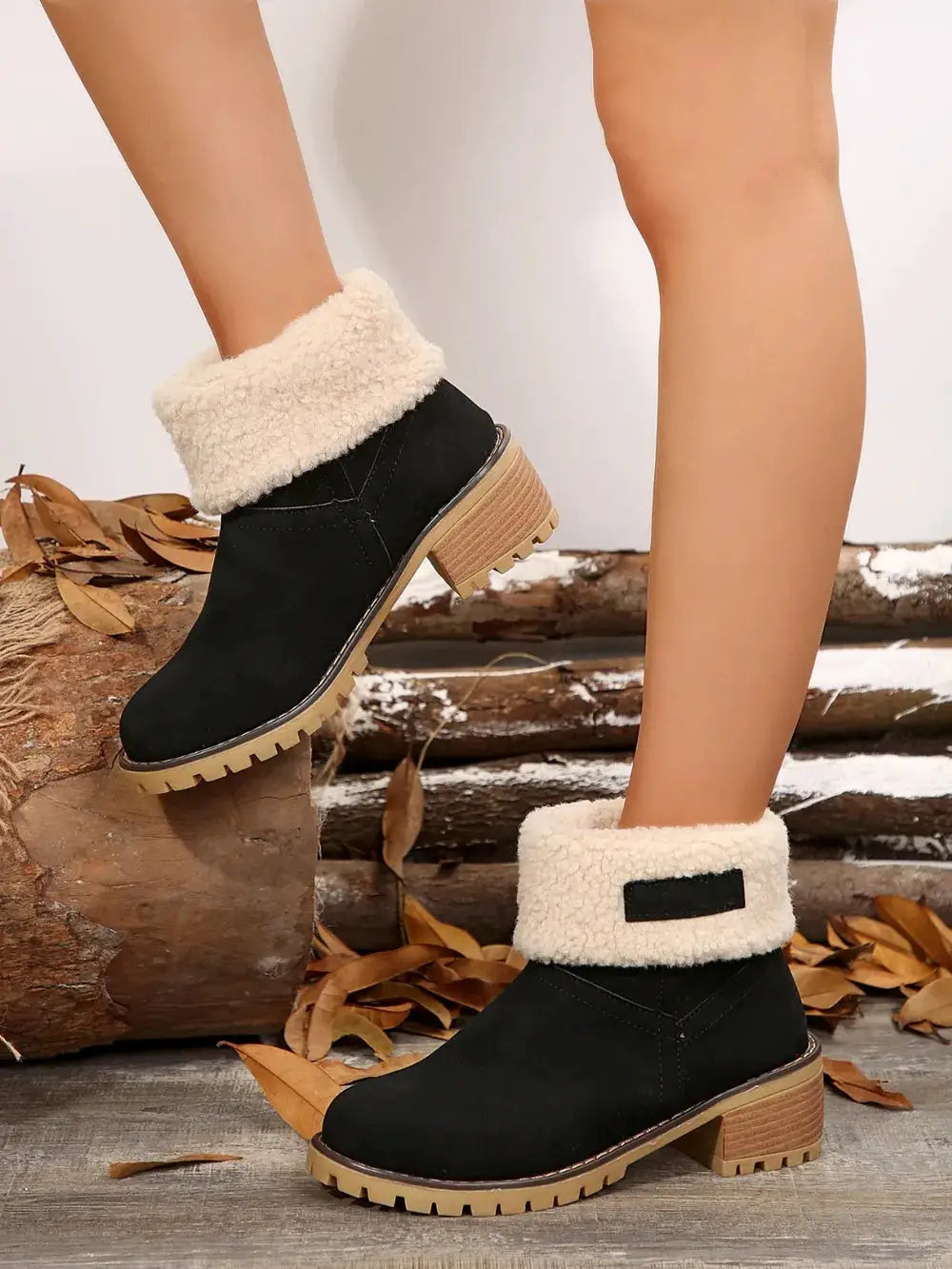 Thermal Fuzzy Block Heel Boots by Trendsi