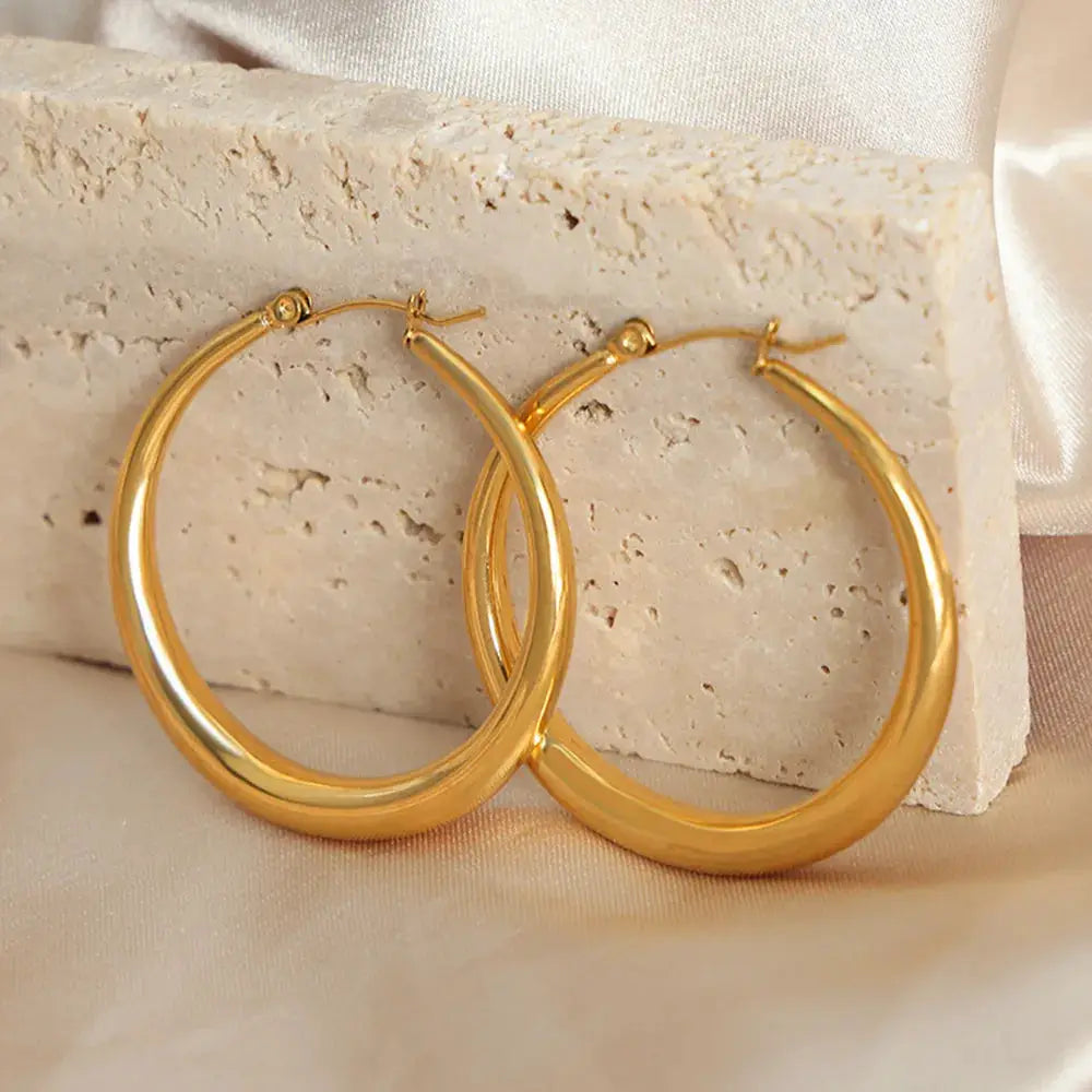 18K Gold-Plated Hoop Earrings by Trendsi