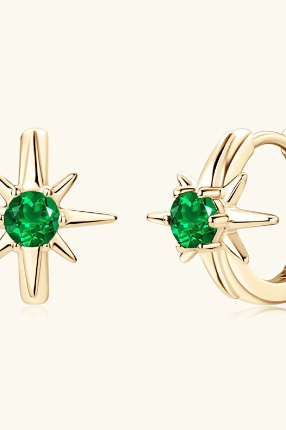 Lab-Grown Emerald Huggie Earrings by Trendsi