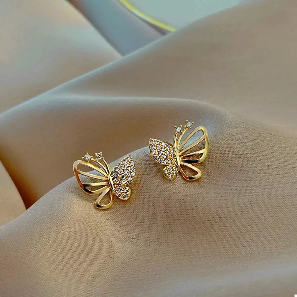18K Gold-Plated Butterfly Stud Earrings by Trendsi