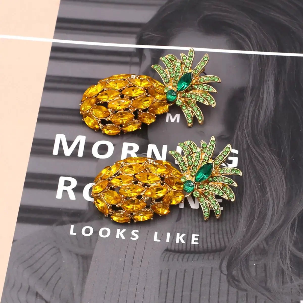 Pineapple Rhinestone Dangle Earrings by Trendsi