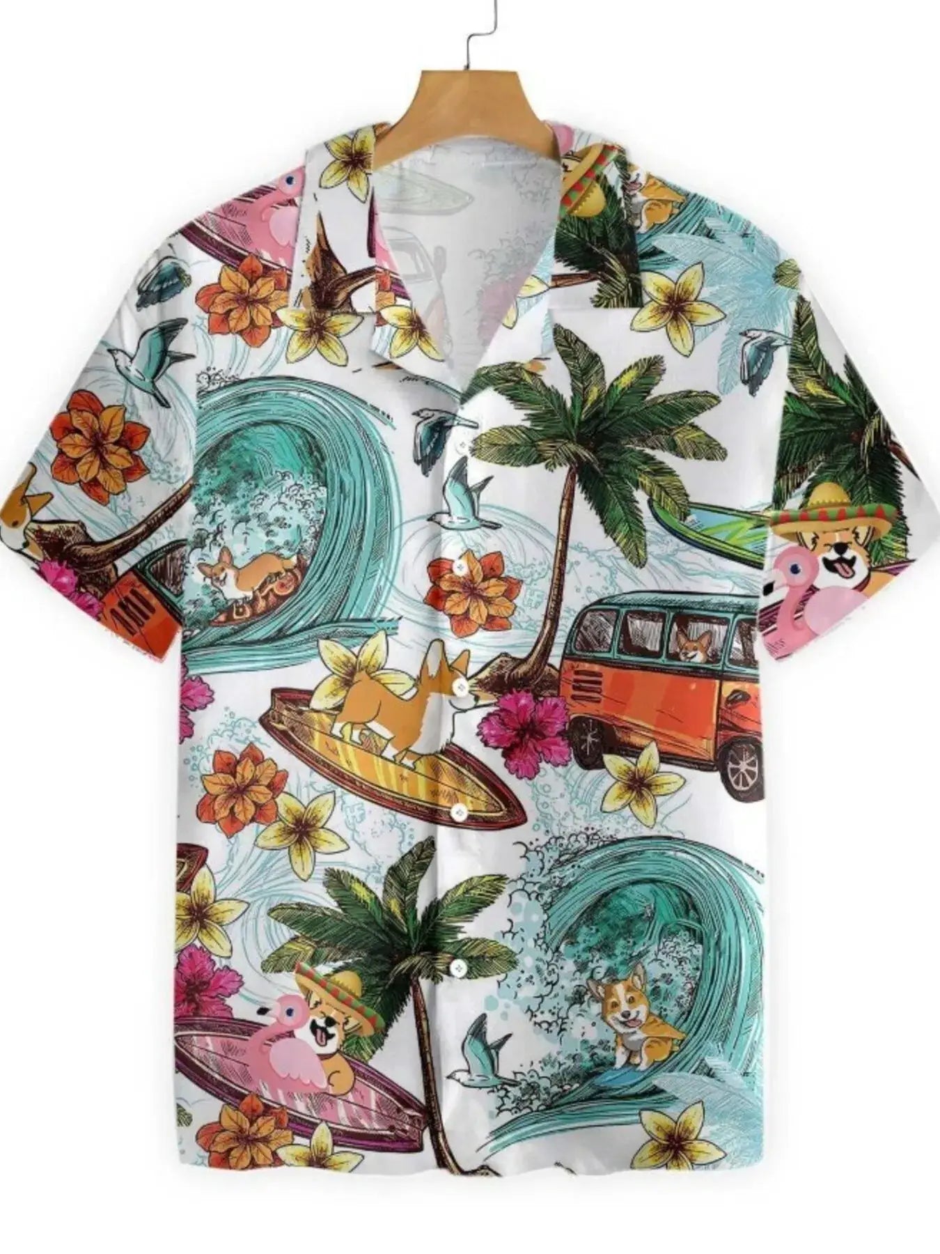 Men's Full Size Printed Button Up Shirt Plus Size by Trendsi