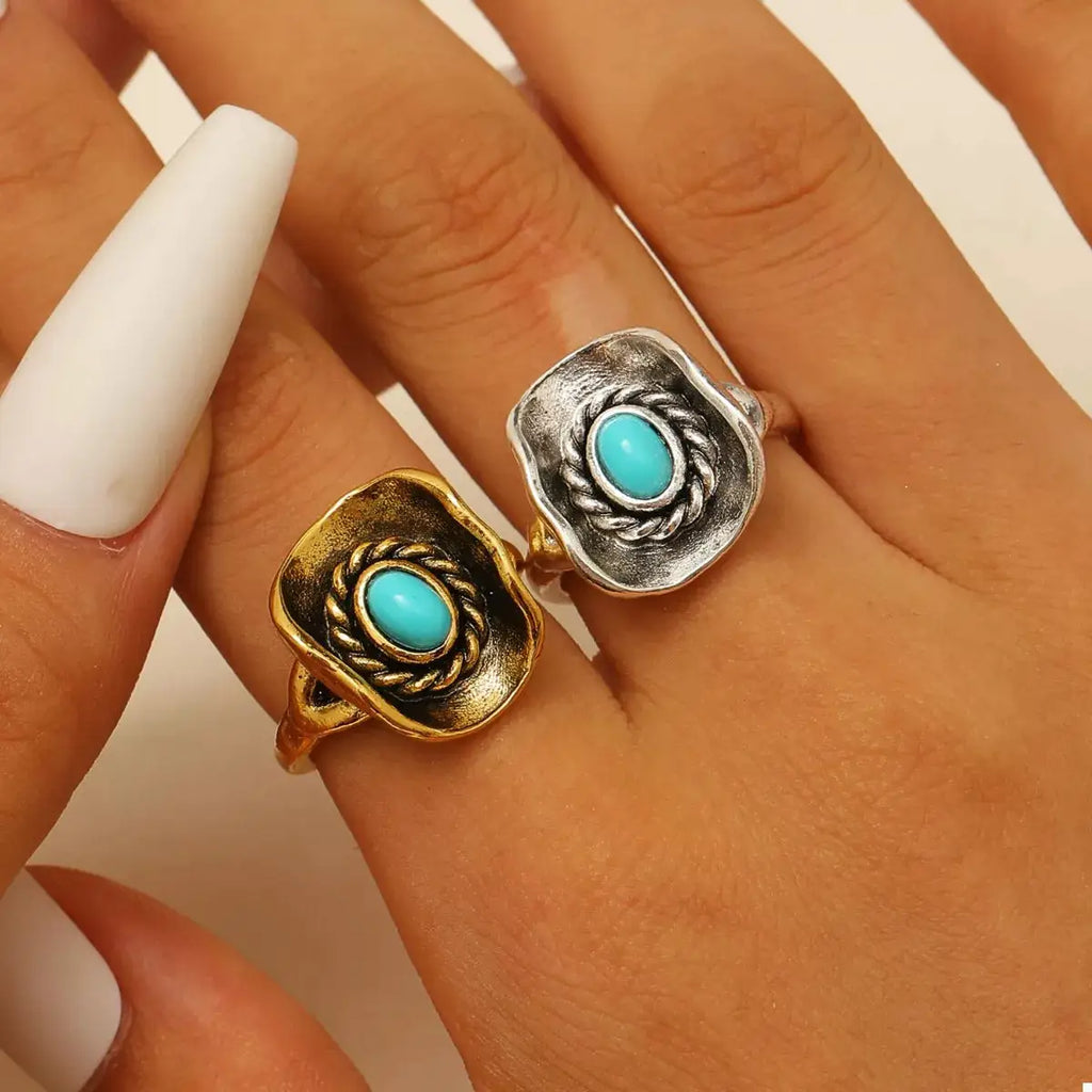 4 Piece Vintage Western Style Bull Head Rings by Trendsi