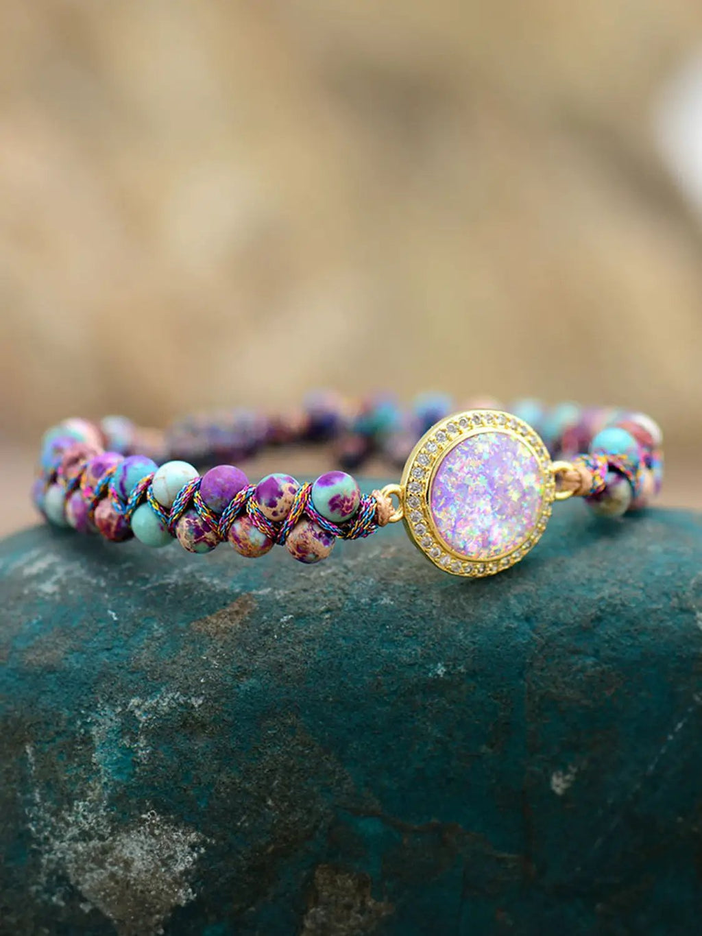 Imperial Jasper Beaded Bracelet by Trendsi