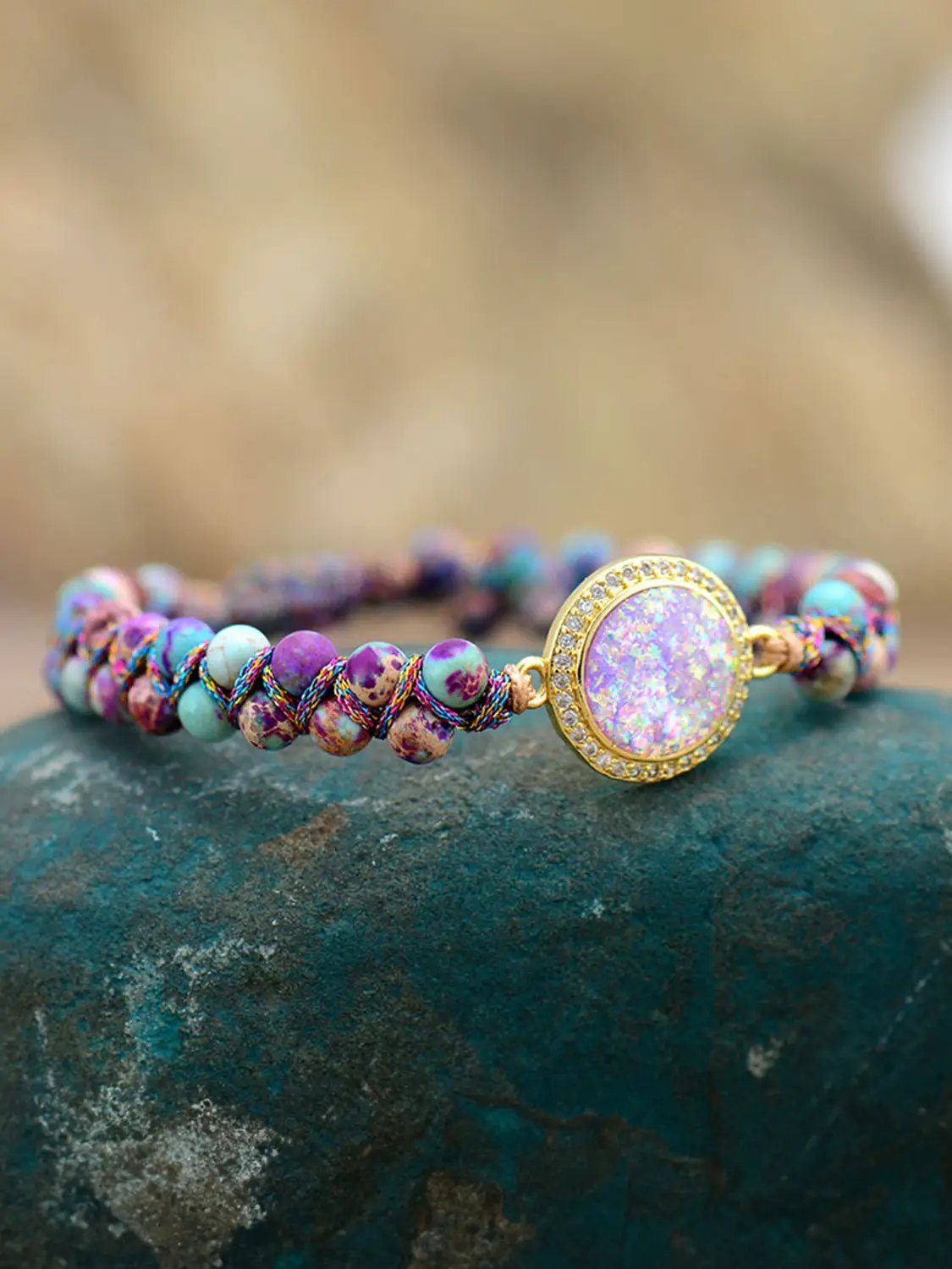 Imperial Jasper Beaded Bracelet by Trendsi