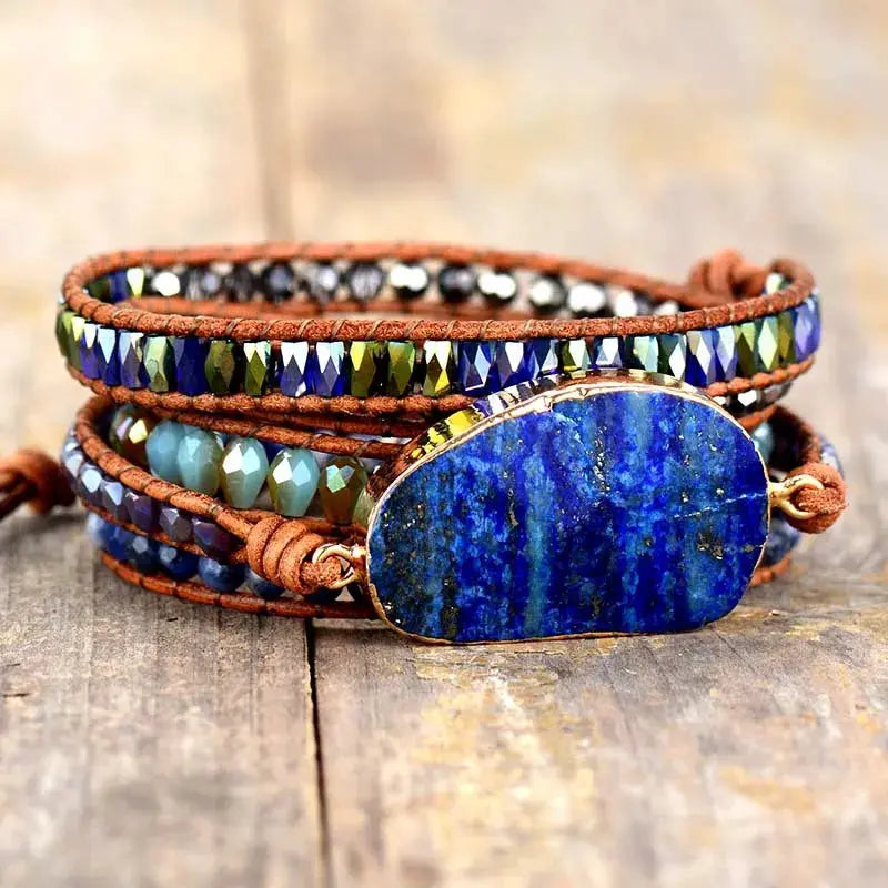 Lapis Lazuli Layered Bracelet by Trendsi
