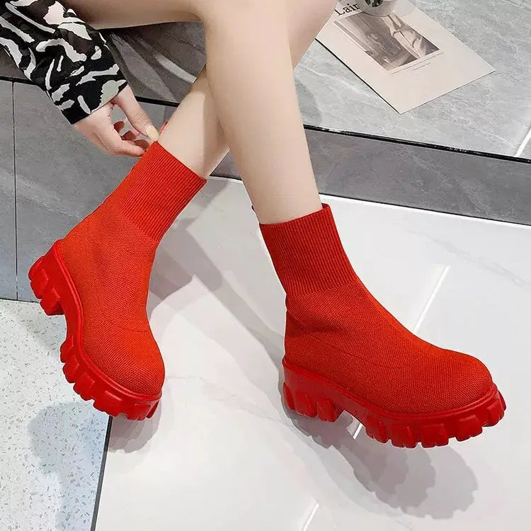 Round Toe Block Heels Boots by Trendsi
