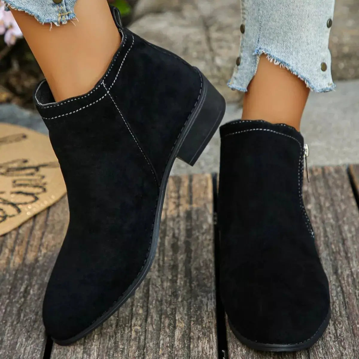 Point Toe Block Heels Boots by Trendsi