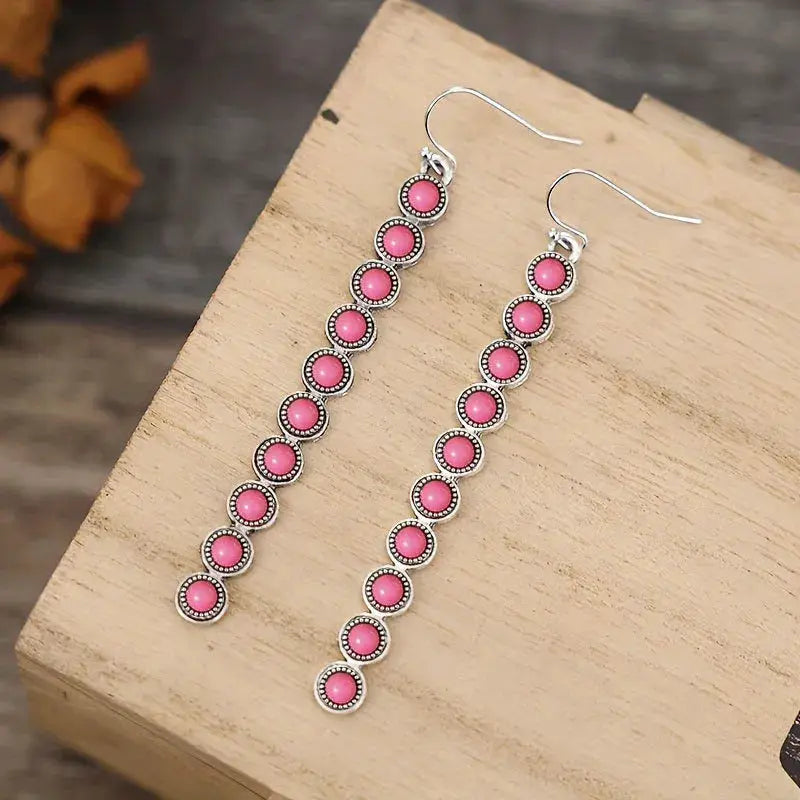 Artificial Turquoise Alloy Bar Earrings by Trendsi