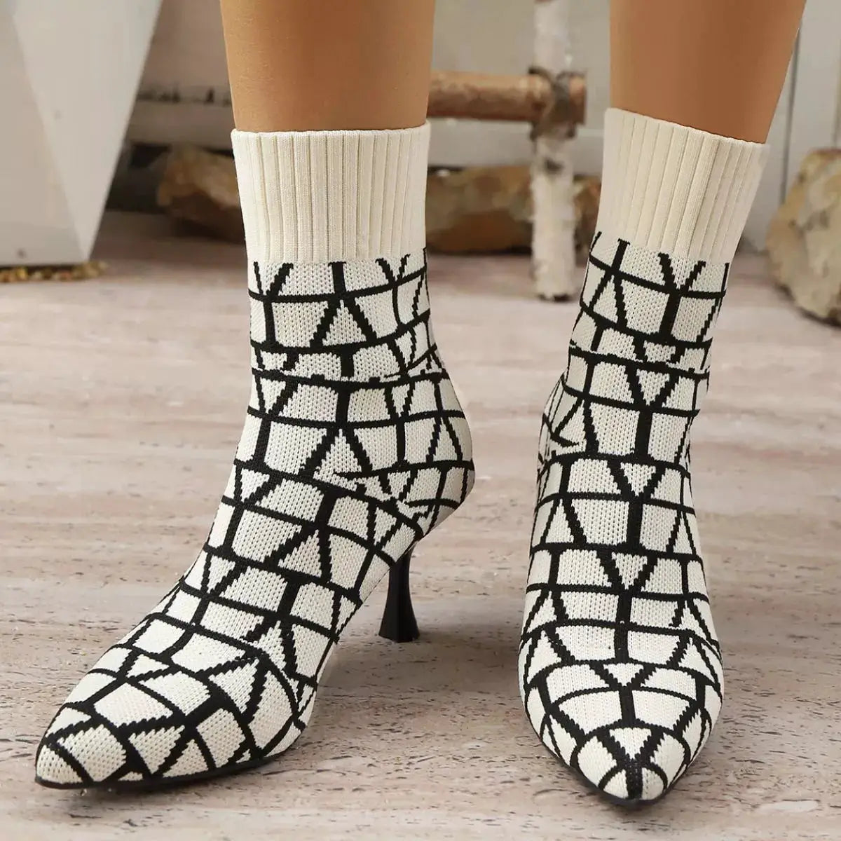 Point Toe Flared Heel Boots by Trendsi