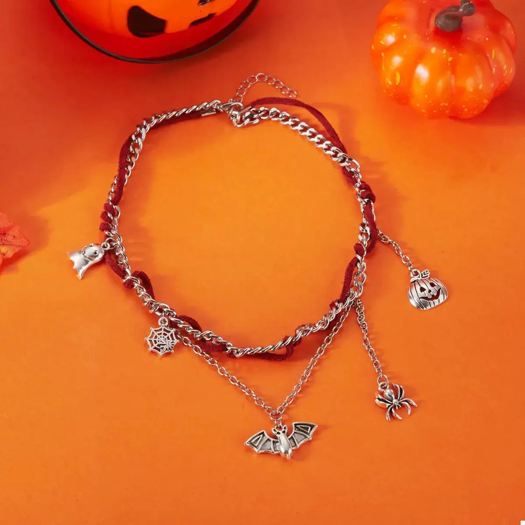 Halloween Double Layered Pendant Necklace by Trendsi