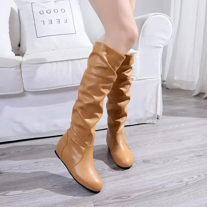 Round Toe Slouch Boots by Trendsi