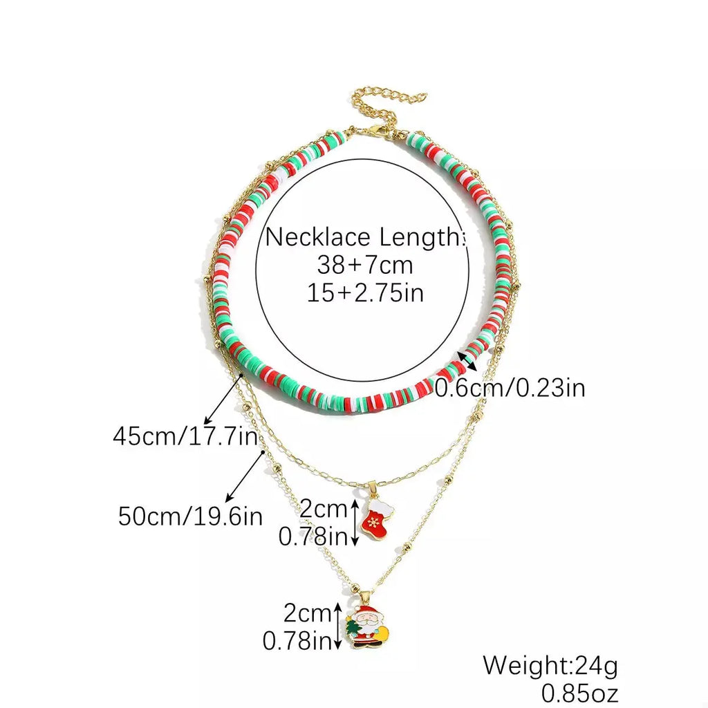 Colorful Christmas Charm Layered Necklace by Trendsi
