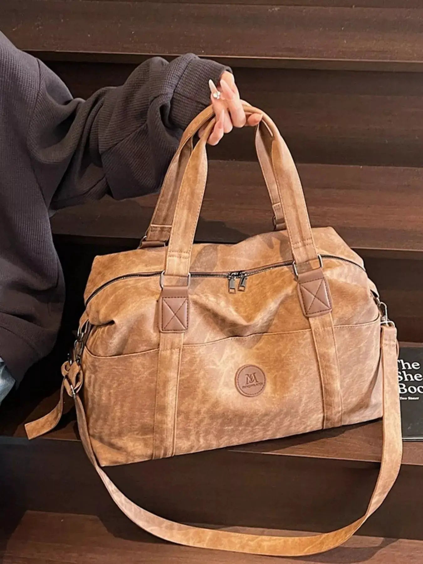 Vintage Washed Duffel Bag by Trendsi