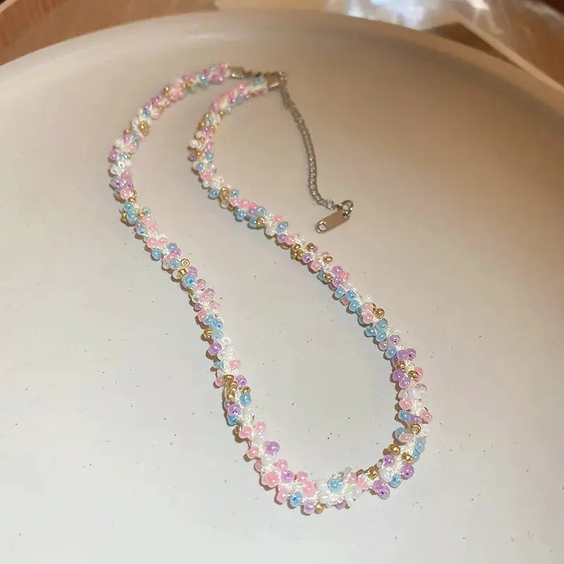 Titanium Steel Rice Bead Necklace by Trendsi