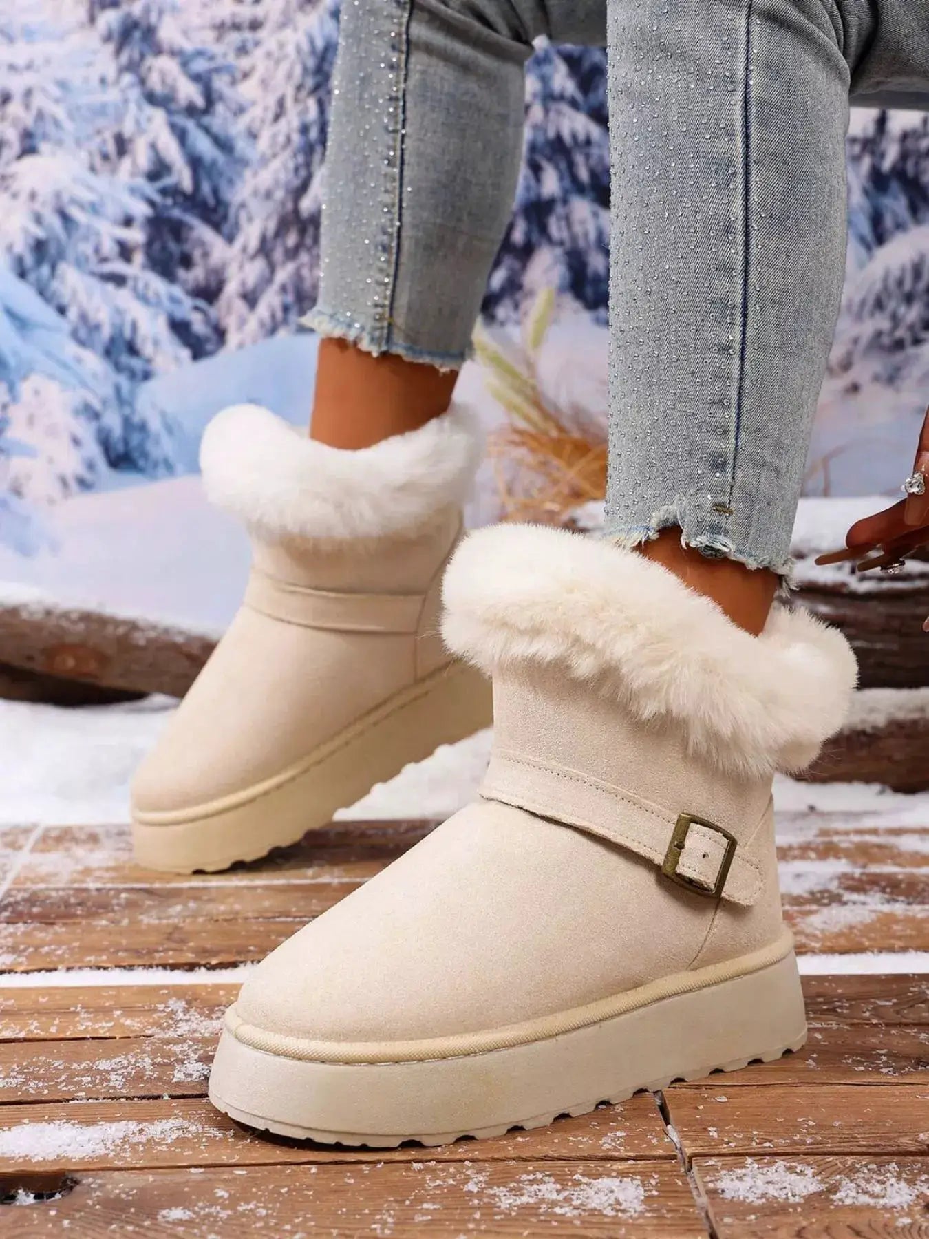 Round Toe Platform Boots by Trendsi