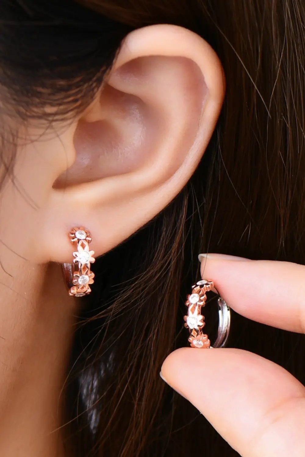 Moissanite 925 Sterling Silver Huggie Earrings by Trendsi
