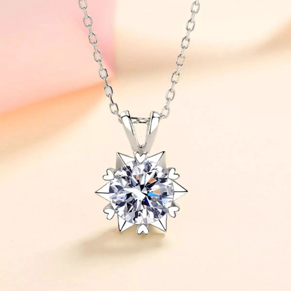 1 Carat 925 Sterling Silver Moissanite Pendant Necklace by Trendsi