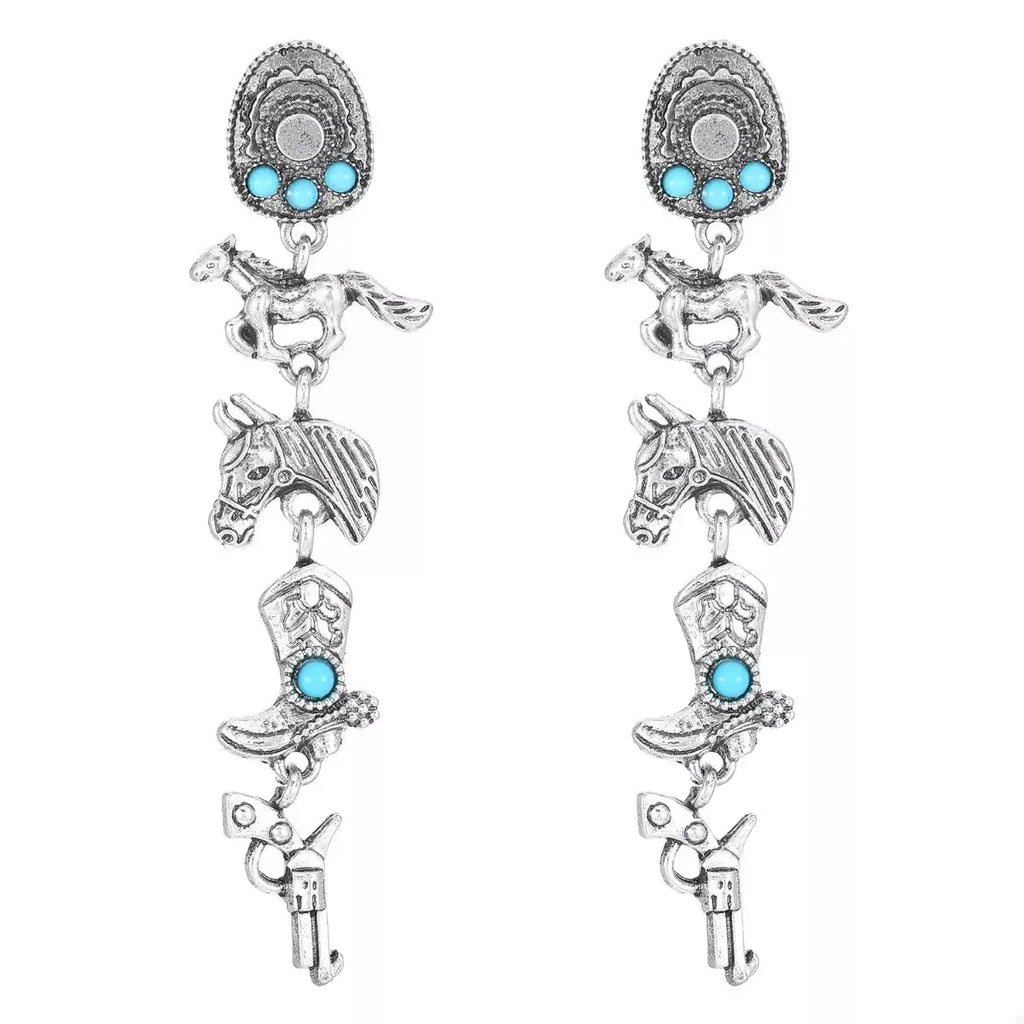 Western Style Turquoise Accent Earrings by Trendsi