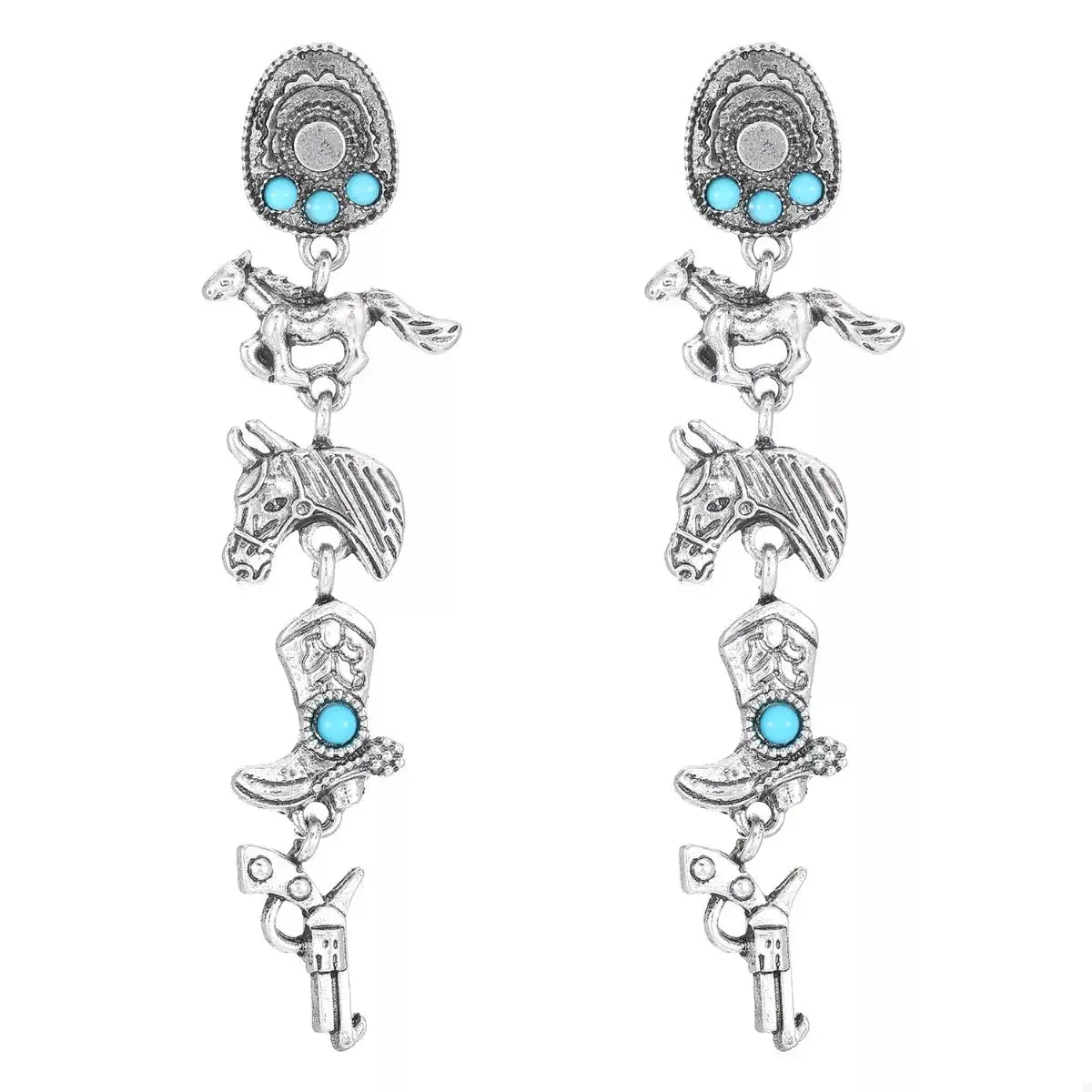 Western Style Turquoise Accent Earrings by Trendsi