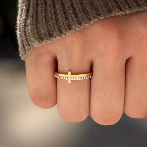 925 Sterling Silver Cross Ring by Trendsi