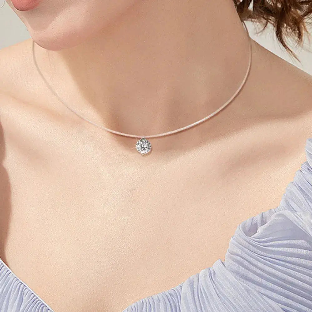 1 Carat Moissanite 925 Sterling Silver Necklace by Trendsi