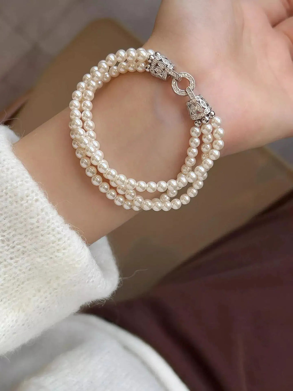 Three Layers Pearl Bracelet by Trendsi