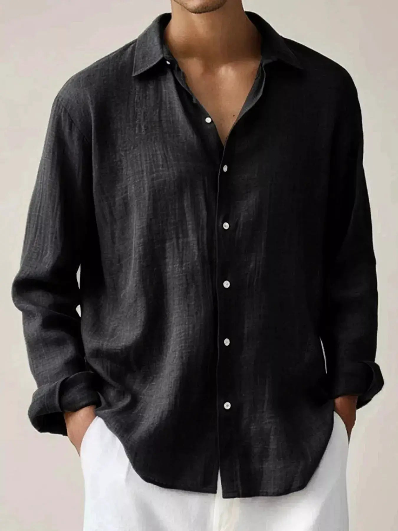 Men's Full Size Button Up Long Sleeve Shirt Plus Size by Trendsi