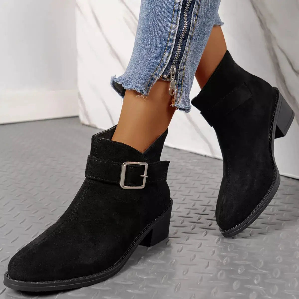 Point Toe Block Heels Boots by Trendsi