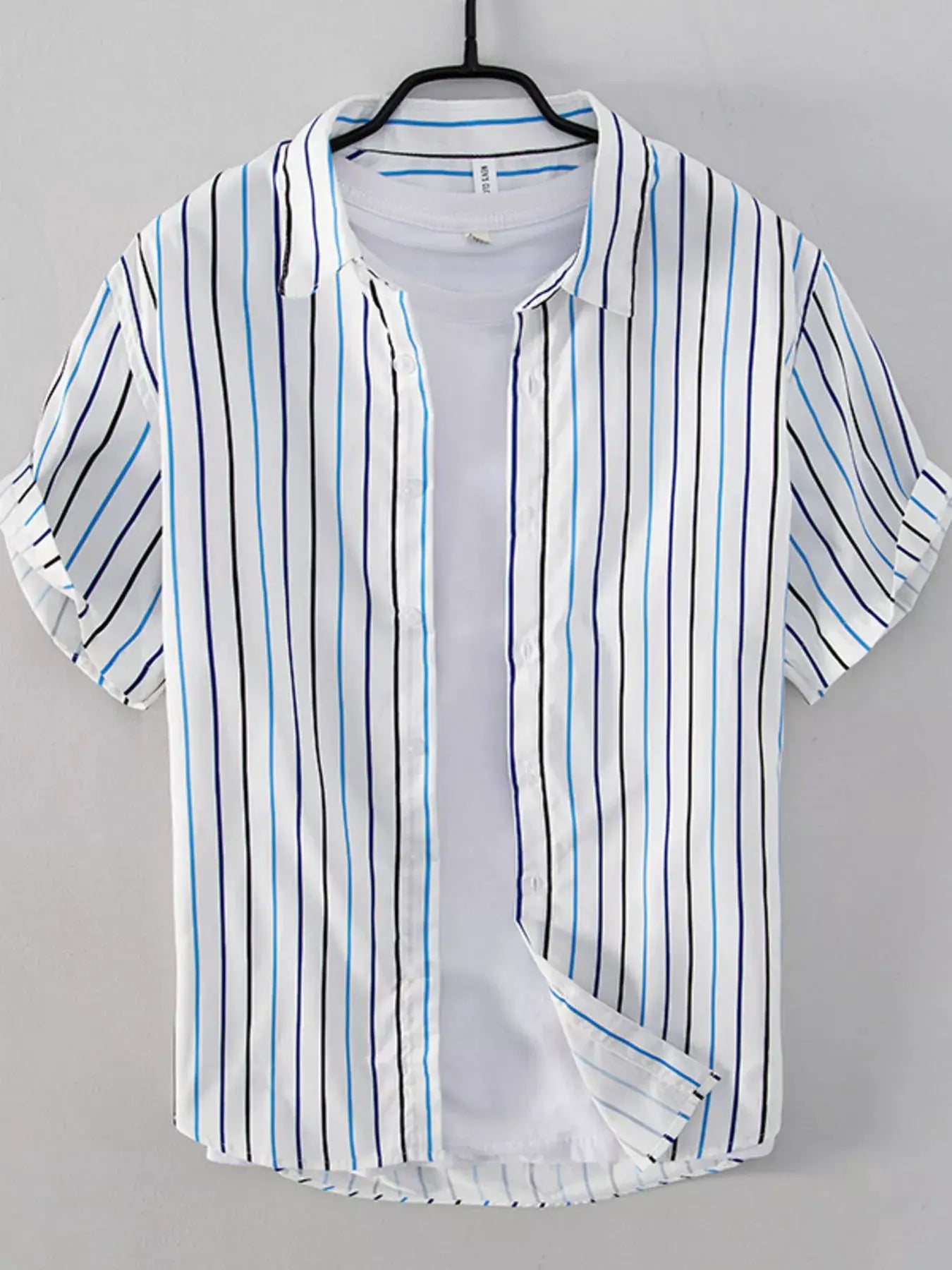 Men's Plus Size Striped Button Up Shirt by Trendsi