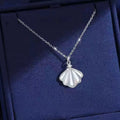 925 Sterling Silver Zircon Shell Necklace by Trendsi