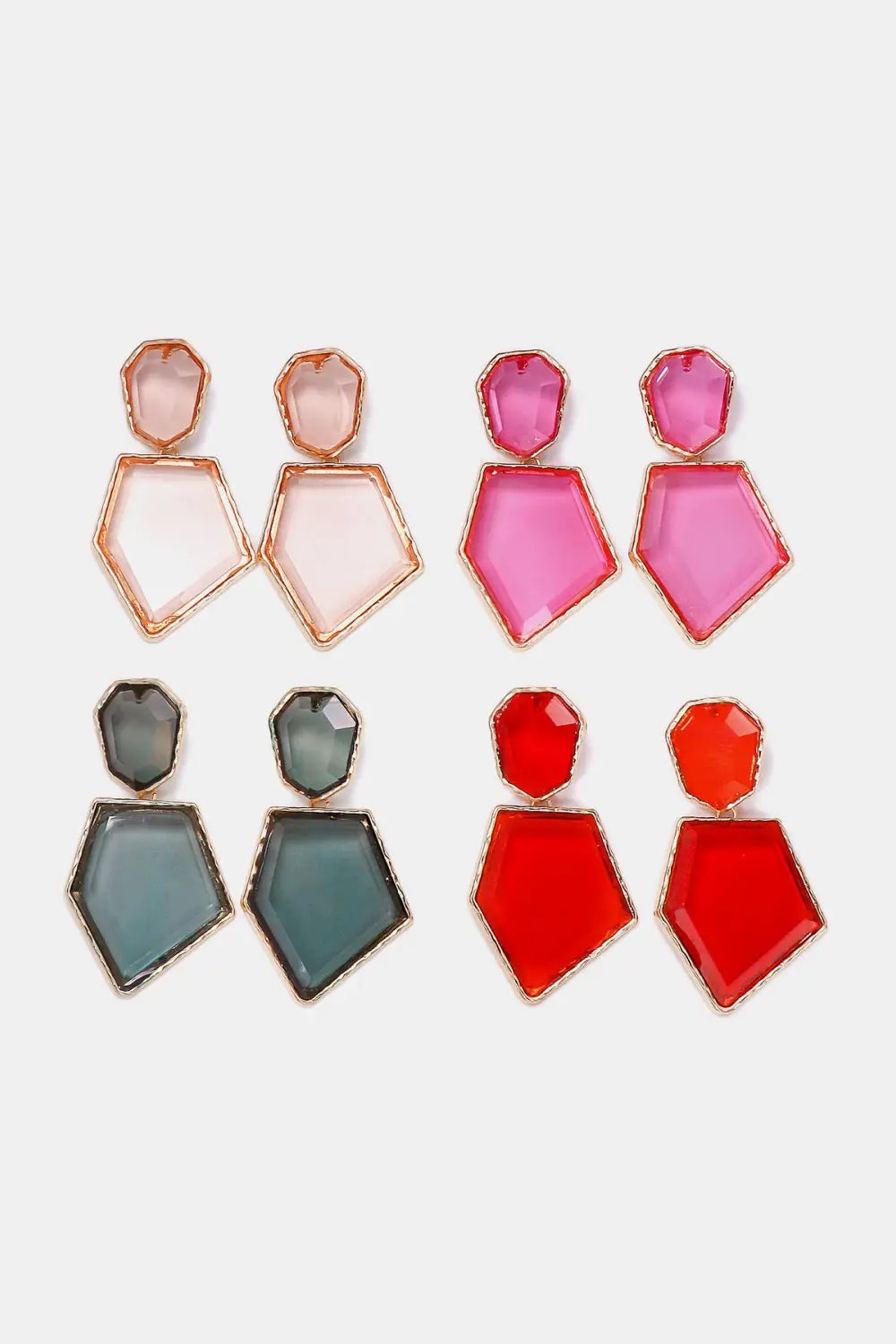 Geometrical Shape Zinc Alloy Frame Resin Dangle Earrings by Trendsi