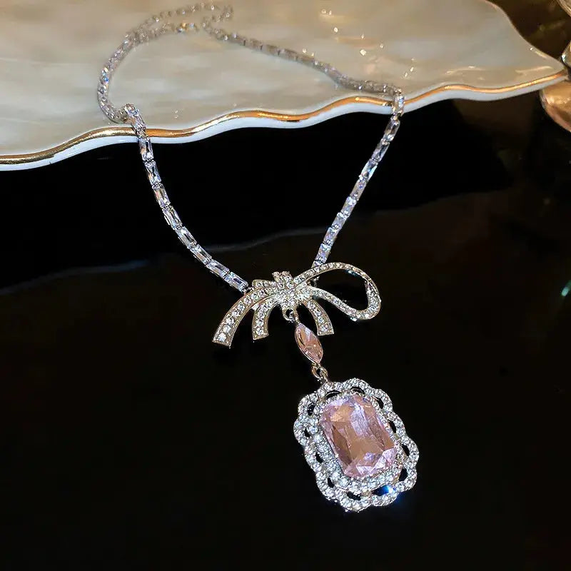 Alloy Crystal Geometric Pendant Necklace by Trendsi