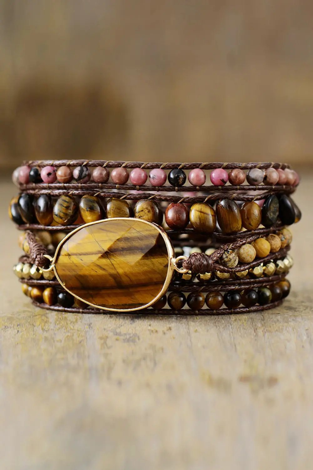 Natural Stone Layered Bracelet by Trendsi