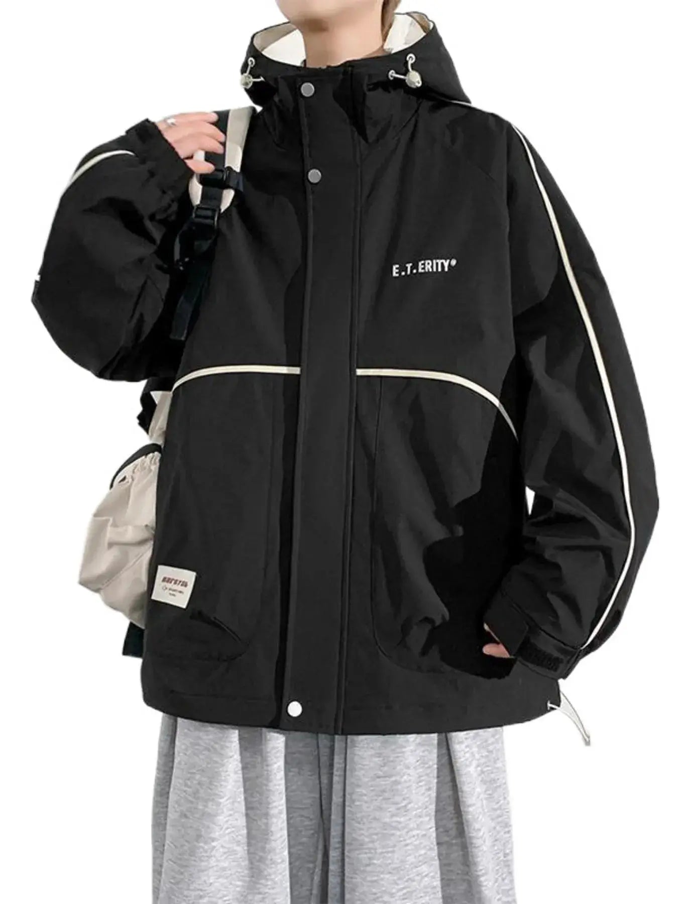 Men's Plus Size Contrast Trim Zip Up Jacket by Trendsi