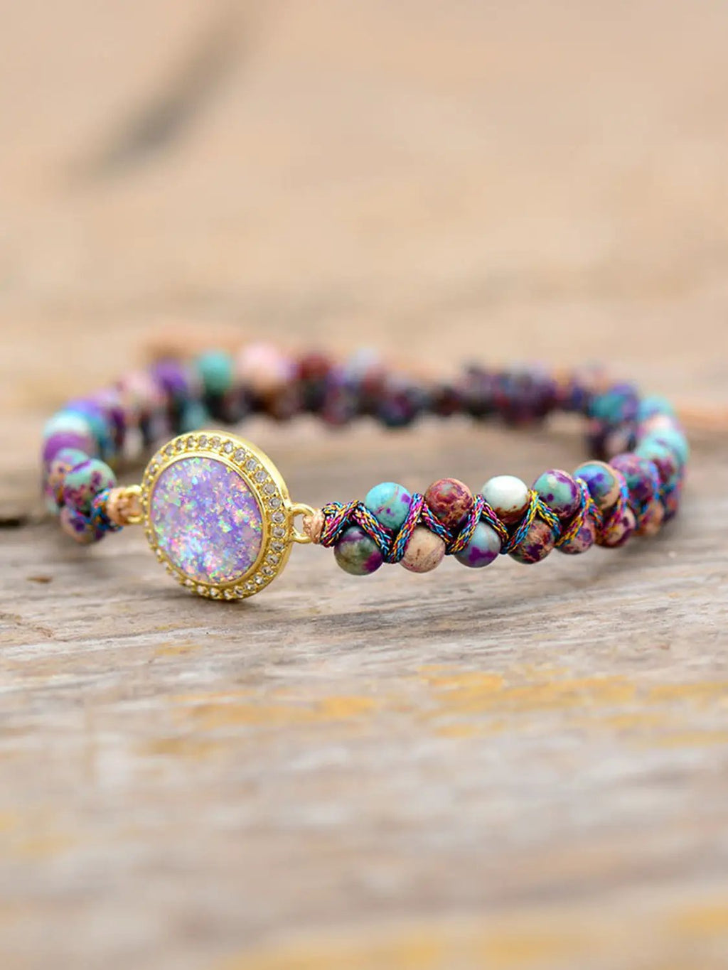 Imperial Jasper Beaded Bracelet by Trendsi