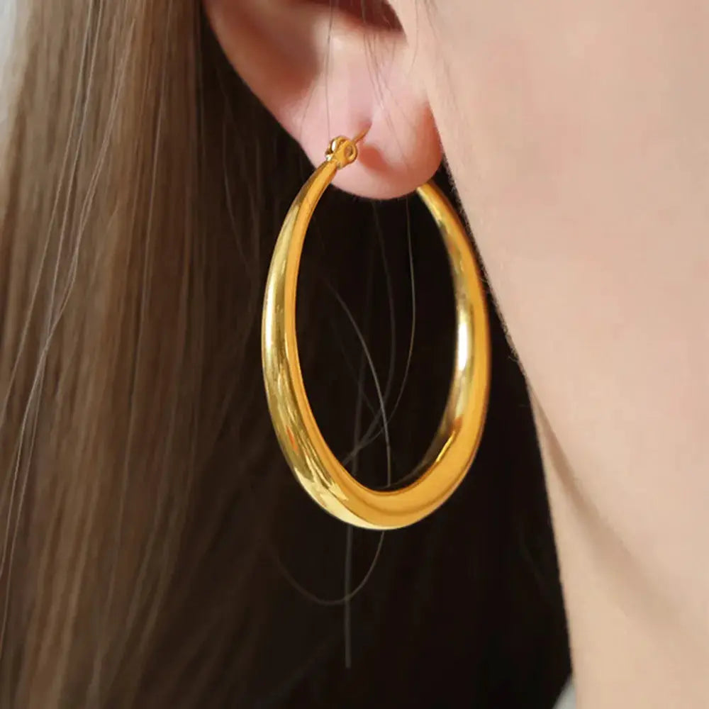 18K Gold-Plated Hoop Earrings by Trendsi