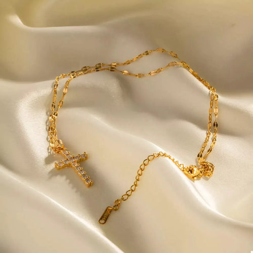 18K Gold-Plated Cross Pendant Necklace by Trendsi