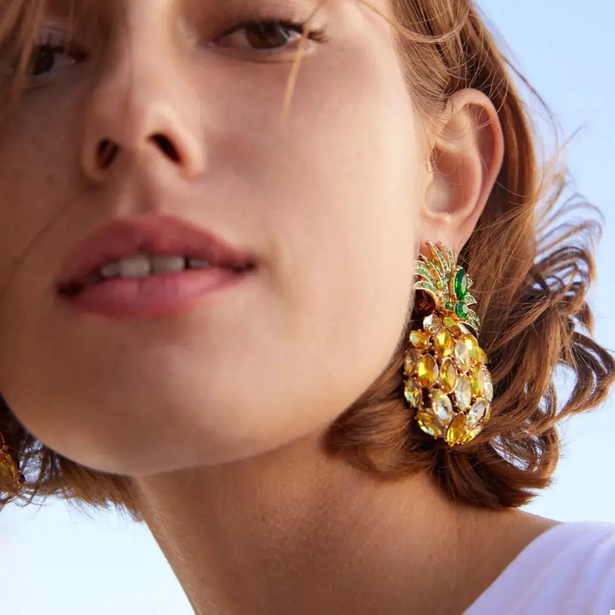 Pineapple Rhinestone Dangle Earrings by Trendsi