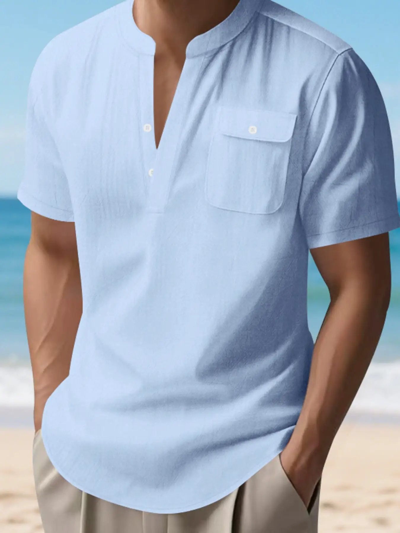 Men's Full Size Button Detail Short Sleeve Shirt Plus Size by Trendsi