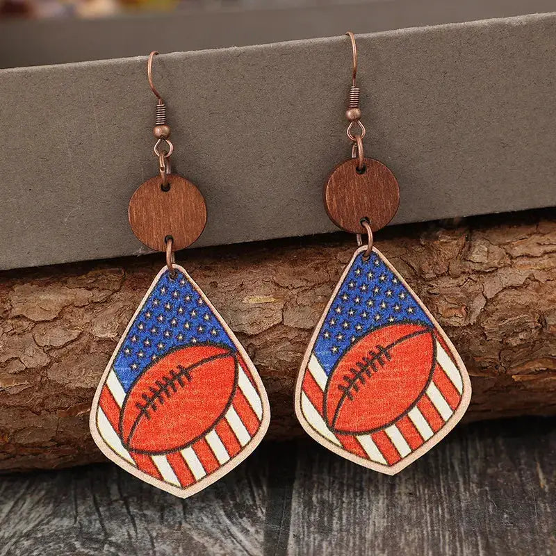 Printed Wooden Dangle Earrings by Trendsi